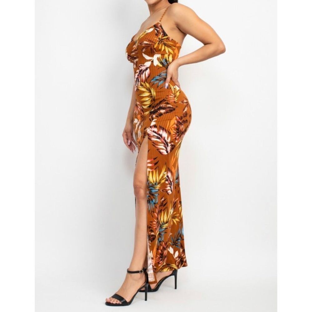Brown floral maxi dress